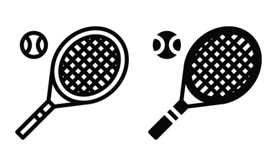 Tennis icon with outline and glyph style.