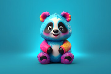 Cute Colorful 3d Panda, 3d Cartoon Panda, Colorful Panda generative AI