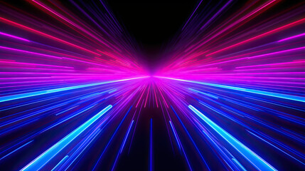 3d render, abstract minimal neon background, pink blue neon lines going up, glowing in ultraviolet spectrum. Cyber space. Laser show. Futuristic wallpaper