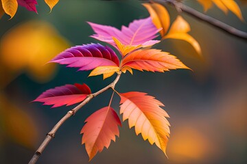 photo leafy tree branch in vibrant autumn colors background ai photo 2