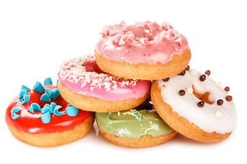 Obraz na płótnie Canvas Colorful donuts on white background
