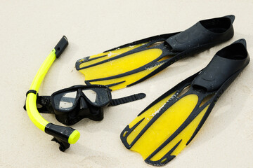 Equipment for snorkeling on the beach