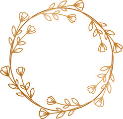 Luxury round gold floral frame border for wedding or engagement invitations, thank you cards, logos, greeting