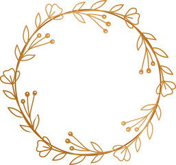 Luxury round gold floral frame border for wedding or engagement invitations, thank you cards, logos, greeting