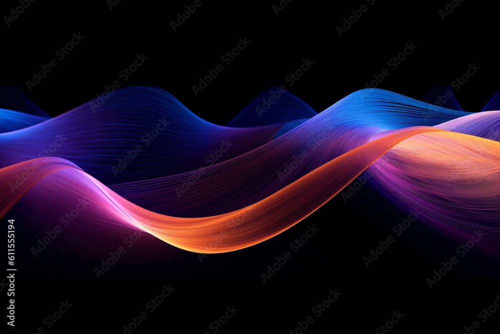 Wall mural abstract multicolor light beam background illustration with glow effect and copy space