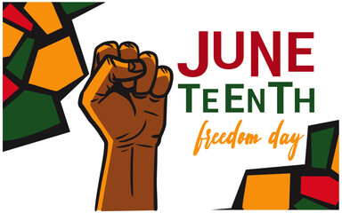 Juneteenth Freedom Day Background. Raised hand