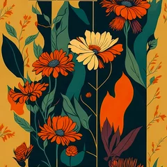 Möbelaufkleber abstract background of vintage flowers, Generative AI © toodlingstudio