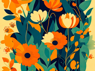 abstract background of vintage flowers, Generative AI