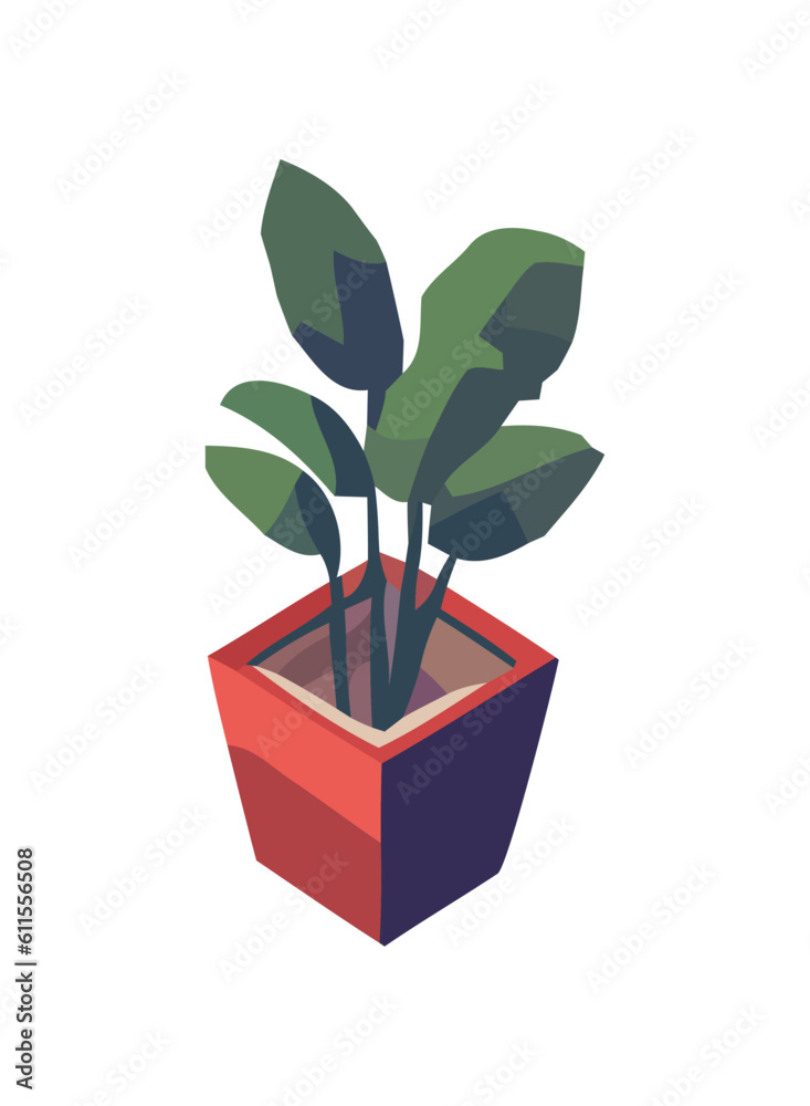 Poster organic growth blossoms in isolated flower pot