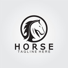 Black horse head silhouette logo vector illustration