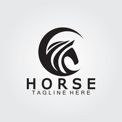 Black horse head silhouette logo vector illustration