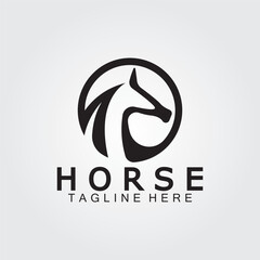 Obraz premium Black horse head silhouette logo vector illustration