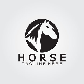 Black horse head silhouette logo vector illustration