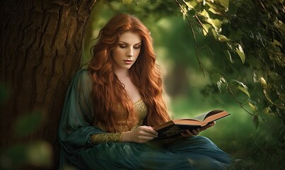 The serene forest provided the perfect backdrop for the Celt woman and her book. Creating using generative AI tools