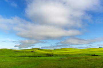 Fototapeta na wymiar Landscape of Green meadow on small mountain