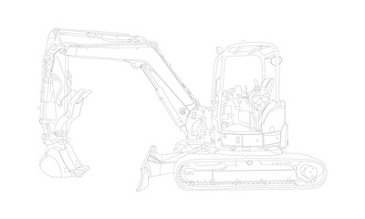 Crane truck with view from side isolated on white background. Construction vehicle vector mockup, easy editing and recolor.