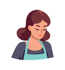 Smiling woman in apron, working with vector