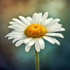 One delicate flower of chamomile on bright background. Concept of purity and refinement of nature. Generative ai