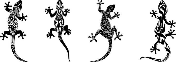 gecko - tribal traditional ornaments (black) - batch 2