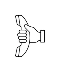 hand holding phone icon, vector best line icon.