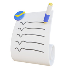 3d rendering Check List icon object