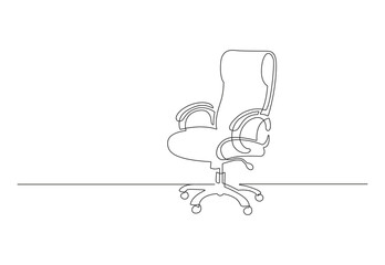 Continuous line drawing of executive office chair with arm rests vector illustration. Premium vector. 
