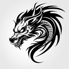 Obraz premium black and white dragon head tattoo