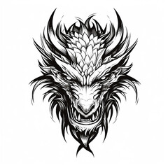 Obraz premium black and white dragon head tattoo