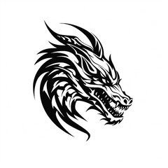 black and white dragon head tattoo