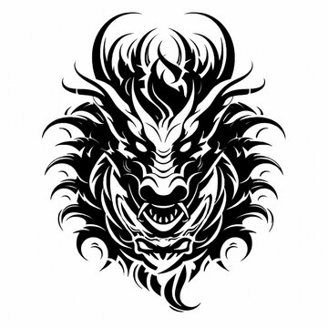 black and white dragon head tattoo