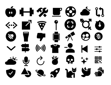 black and white icons set
