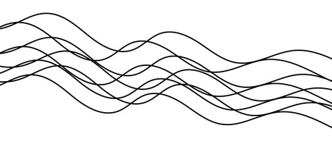 Abstract wavy black curved line on transparent background. Lines connect on white background. Vector illustration.	