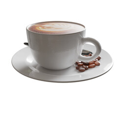 PNG transparent coffee cup and late coffee, 3d illustration rendering