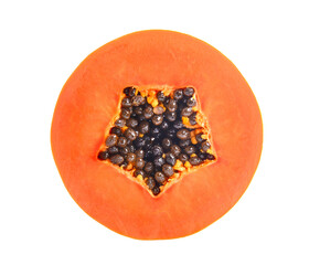 sliced ripe papaya with seed on  transparent png