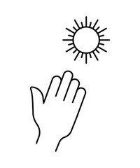 hand with sun icon, vector best line icon.