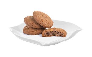 cookie in ceramic plate (beautiful shape) on  transparent png