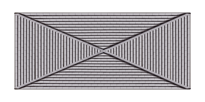 Mockup top view hip roof gray tile pattern