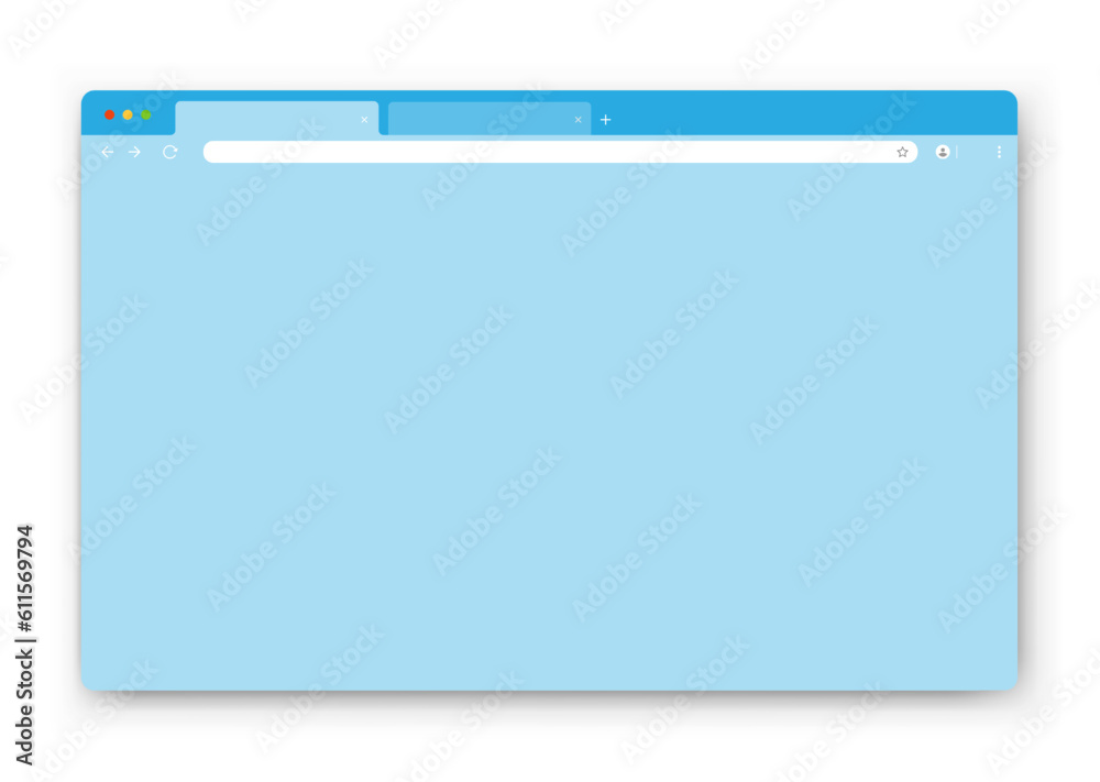 Fototapete the design of the web browser window in blue on a white background. an empty layout of the website's