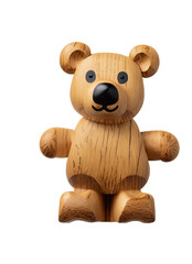 Wooden Teddy Bear Toy On White Background generative ai