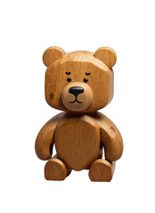 Wooden Teddy Bear Toy On White Background generative ai