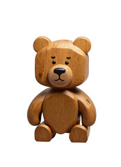 Obraz premium Wooden Teddy Bear Toy On White Background generative ai