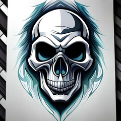Painting of an evil skull. (AI-generated fictional illustration)
