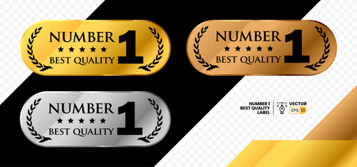 Number 1 Best Quality Luxury Gold Bronze Silver  Label Vector Design Template