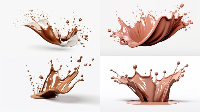 chocolate splash isolated on white background with Ai Generated
