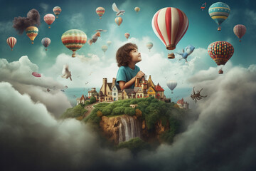 Magic imaginary world full with color and happiness. Generative ai.