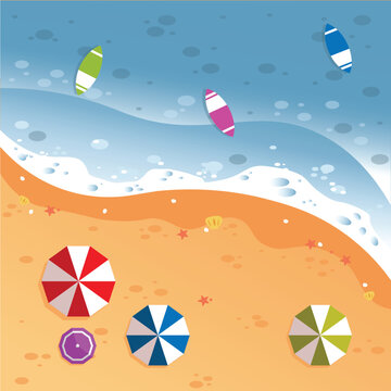 Seaside, beach vector illustration, summer concept, seaside beach landscape vector