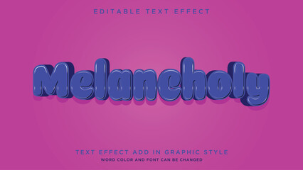 Editable text style effect Melancholy text with beautiful colors and outline text style theme