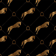 Jumping horse seamless vector pattern