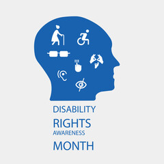 head with icons disability rights vector ilustration
