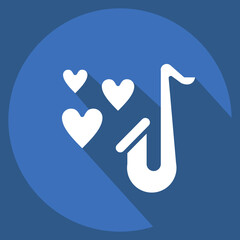 Icon Saxophone. related to Decoration symbol. long shadow style. simple design editable. simple illustration